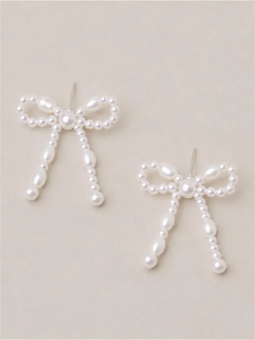 New! Classic White Pearl Bead Bow Post Earrings NWOT